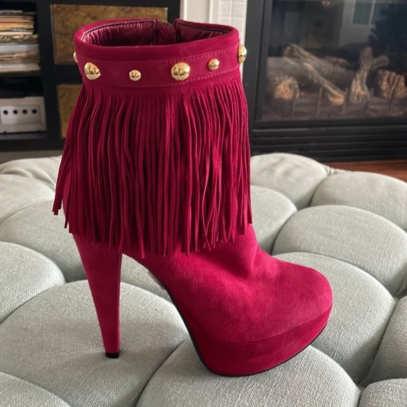 Loriblu Suede Fringe Platform Heeled Ankle Boots - Picture 11 of 16